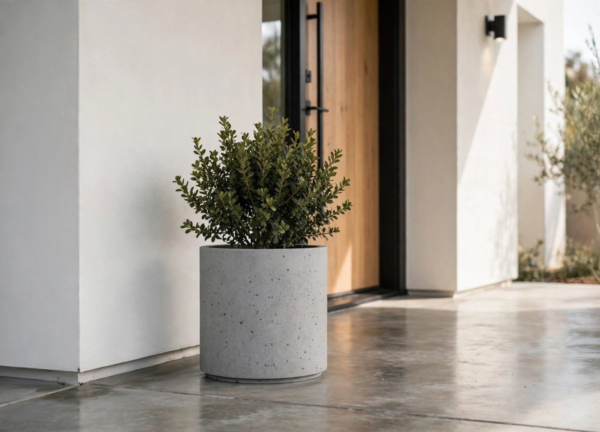 Cilindro Planter installed at a home entrance