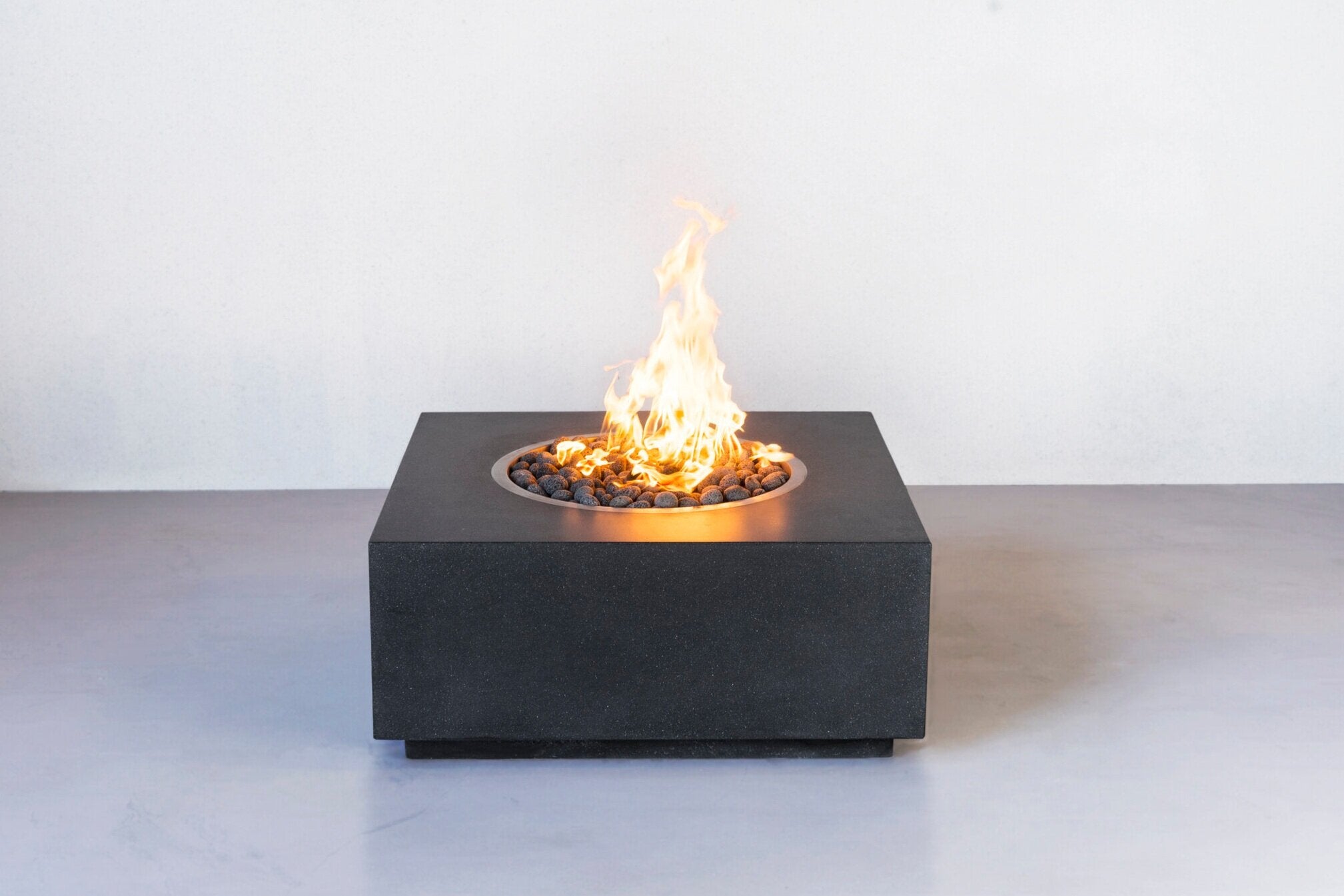 Enya square shape concrete fire pit - dark gray color