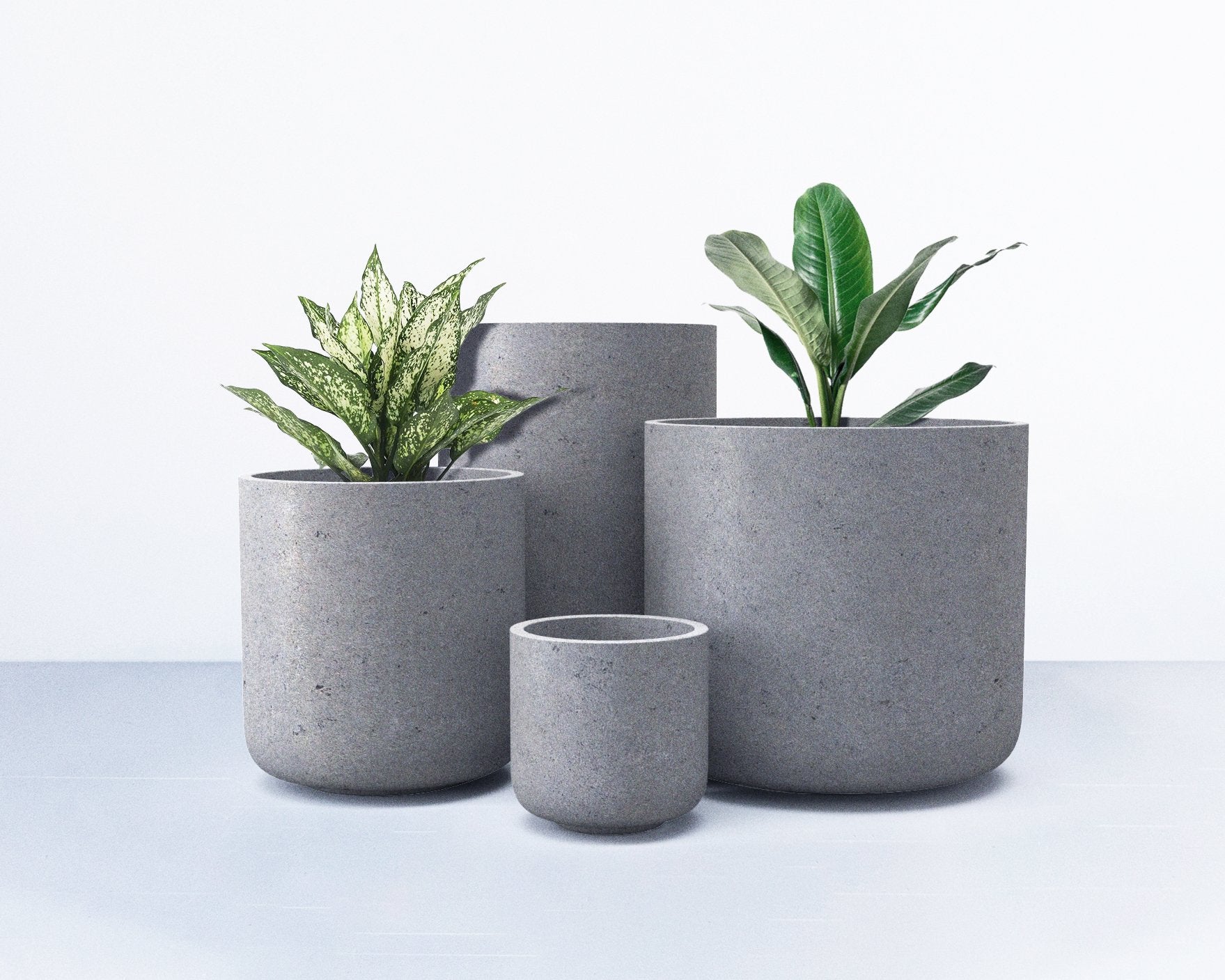 round concrete plant pots Cilindro Round Planter 36 in tall / Yes