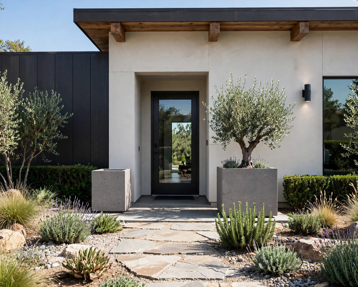 Cubo Planter installed at a home entrance