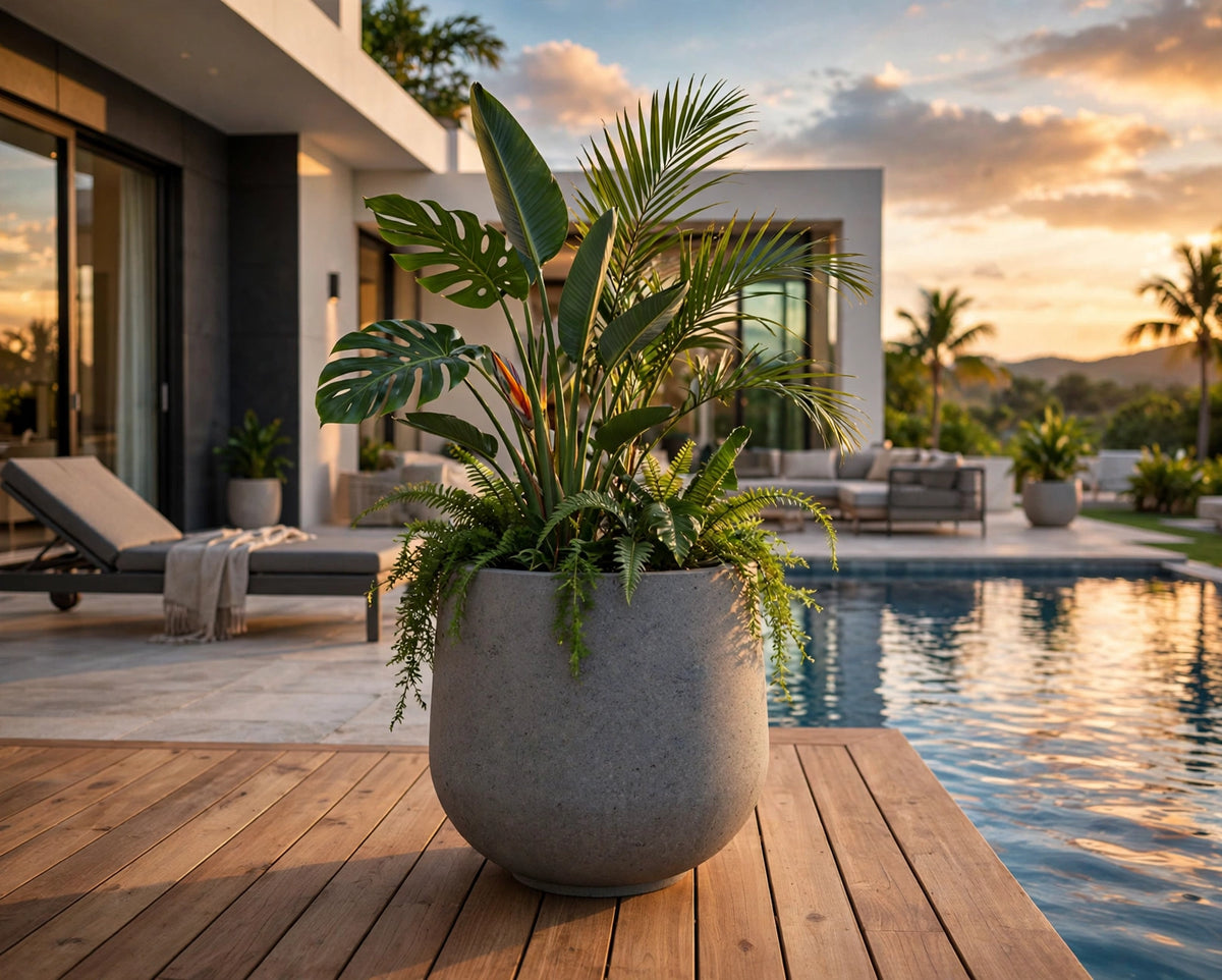 Santorini Planter installed by a home pool